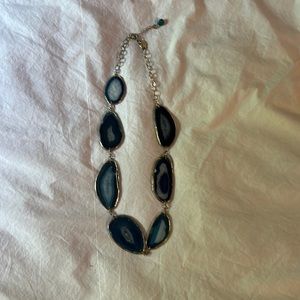 Blue stone chain necklace
